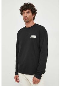 Calvin Klein longsleeve bawełniany kolor czarny z nadrukiem. Kolor: czarny. Materiał: bawełna. Długość rękawa: długi rękaw. Wzór: nadruk #3