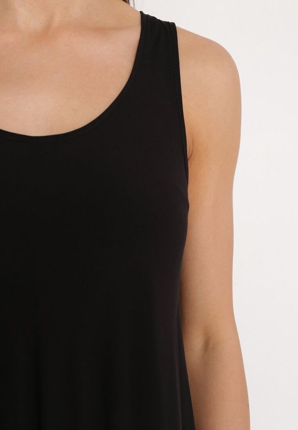 Born2be - Czarna Rozkloszowana Sukienka z Bawełny Tesaxelle. Okazja: na co dzień, na spotkanie biznesowe. Kolor: czarny. Materiał: bawełna. Typ sukienki: proste. Styl: casual, biznesowy, elegancki