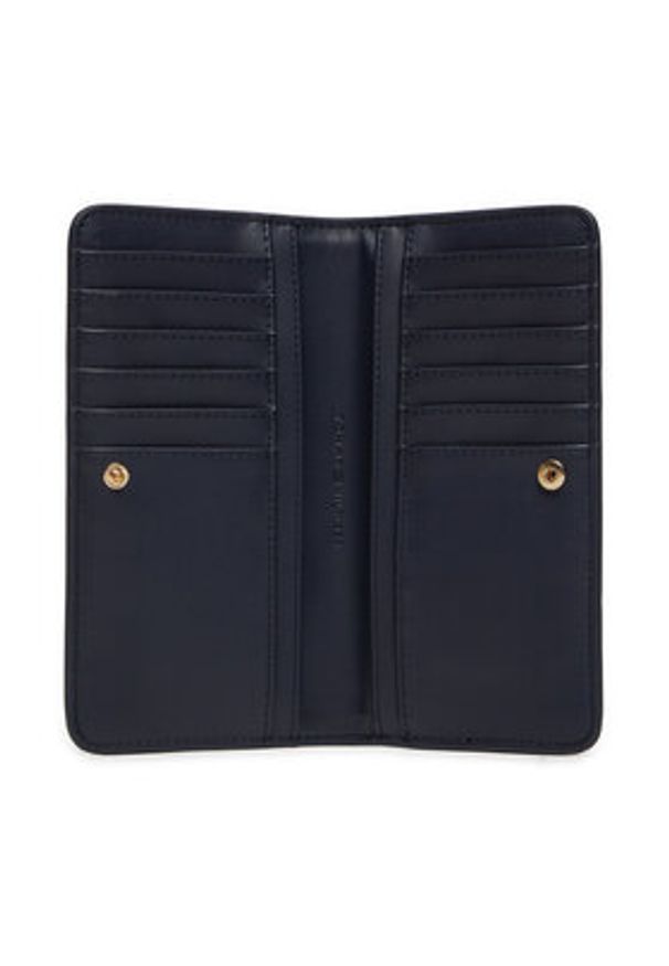 TOMMY HILFIGER - Tommy Hilfiger Duży Portfel Damski Th Monotype Large Slim Wallet AW0AW16210 Granatowy. Kolor: niebieski. Materiał: skóra