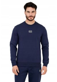 EA7 Emporio Armani - EA7 Granatowa bluza męska z naszywką z logo, Rozmiar XL. Kolor: niebieski. Wzór: aplikacja #4