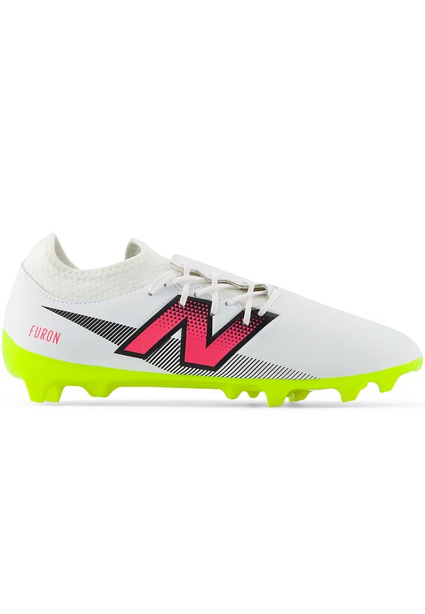 Korki męskie New Balance FURON V7+ DISPATCH FG SF3FH75 – białe. Kolor: biały. Materiał: materiał, syntetyk. Szerokość cholewki: normalna. Sport: piłka nożna