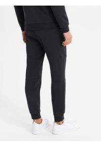 Ombre Clothing - Spodnie męskie dresowe ze ściągaczami i ozdobnym zamkiem – czarne V3 - Rozmiar: M. Kolor: czarny. Materiał: dresówka. Styl: sportowy, elegancki #5