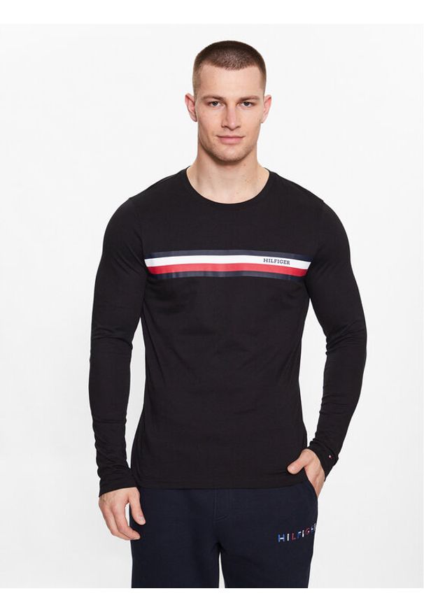 TOMMY HILFIGER - Tommy Hilfiger Longsleeve MW0MW32366 Czarny Slim Fit. Kolor: czarny. Materiał: bawełna. Długość rękawa: długi rękaw