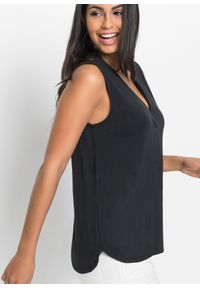 bonprix - Top z miękkiej mieszanki wiskozy. Typ kołnierza: dekolt w serek. Kolor: czarny. Materiał: wiskoza. Styl: elegancki #2