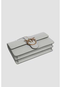 Pinko - PINKO Szara kopertówka Love One Mini St. Cl Vitello Seta. Kolor: szary. Materiał: skórzane. Styl: casual, elegancki #6