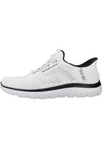 skechers - Kapcie SKECHERS SLIP-INS SUMMITS Biały. Kolor: biały. Materiał: tkanina. Model: Skechers Sport. Sport: turystyka piesza
