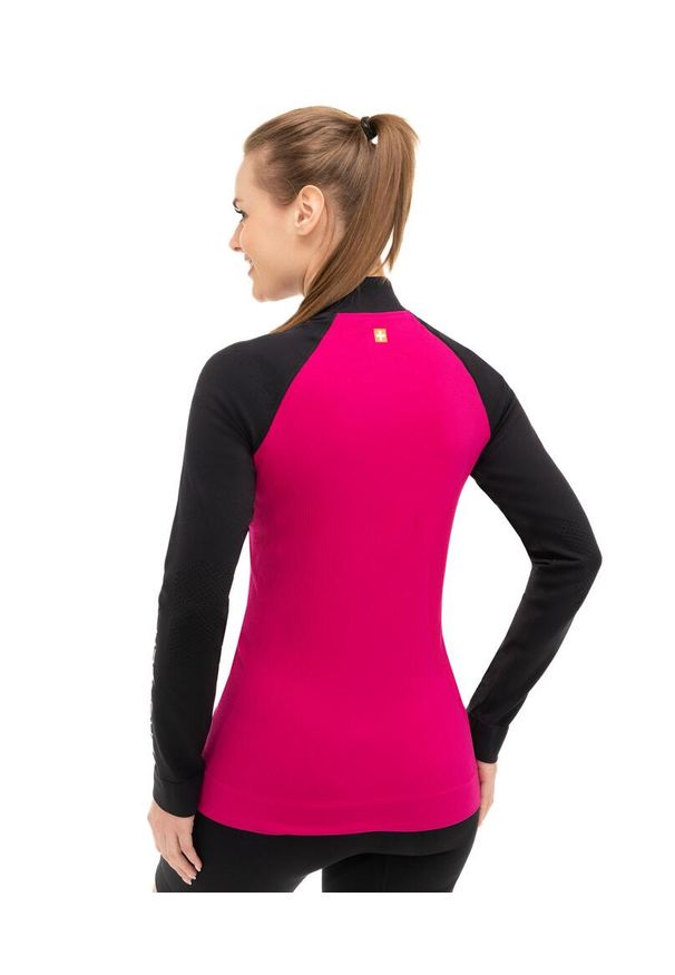 Bluza dresowa termoaktywna rozpinana damska Brubeck Athletic. Kolor: czarny, różowy, wielokolorowy. Materiał: poliamid, elastan, poliester. Sport: kolarstwo, bieganie