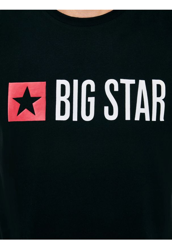 Big-Star - Koszulka męska z logo BIG STAR czarna Quado 906. Okazja: na co dzień. Kolor: czarny. Materiał: jeans, dzianina. Długość rękawa: krótki rękaw. Długość: krótkie. Wzór: kolorowy, nadruk. Styl: casual, sportowy