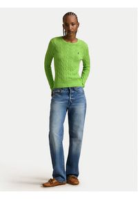Polo Ralph Lauren Sweter 211971869504 Zielony Slim Fit. Typ kołnierza: polo. Kolor: zielony. Materiał: bawełna #5
