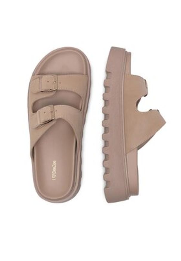 DeeZee Klapki HY86009-19 Beżowy. Kolor: beżowy. Materiał: syntetyk, skóra