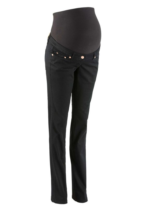 Spodnie ciążowe wyszczuplające, proste nogawki bonprix czarny. Kolekcja: moda ciążowa. Kolor: czarny