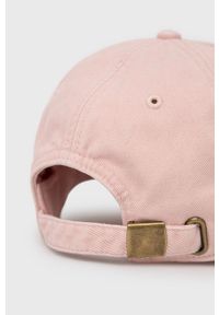 Superdry czapka bawełniana kolor różowy z aplikacją. Kolor: różowy. Materiał: bawełna. Wzór: aplikacja #2