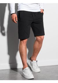 Ombre Clothing - Krótkie spodenki męskie dresowe W291 - czarne - XXL. Kolor: czarny. Materiał: dresówka. Długość: krótkie. Styl: klasyczny #5