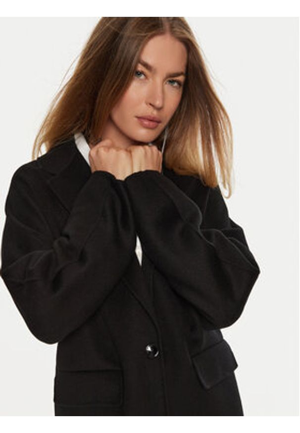 Patrizia Pepe Płaszcz przejściowy 8O0004/A006-K103 Czarny Regular Fit. Kolor: czarny. Materiał: wełna