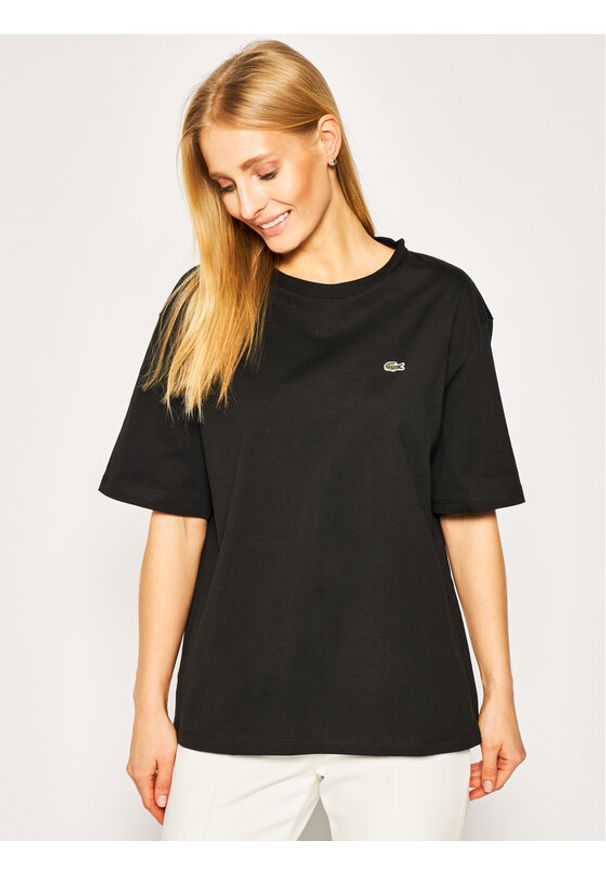 Lacoste T-Shirt TF5441 Czarny Boy Fit. Kolor: czarny. Materiał: bawełna