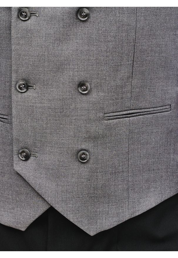 Pako Lorente - PAKO LORENTE – Szara dwurzędowa kamizelka męska. Kolor: szary. Materiał: poliester, elastan, wiskoza. Styl: elegancki, młodzieżowy