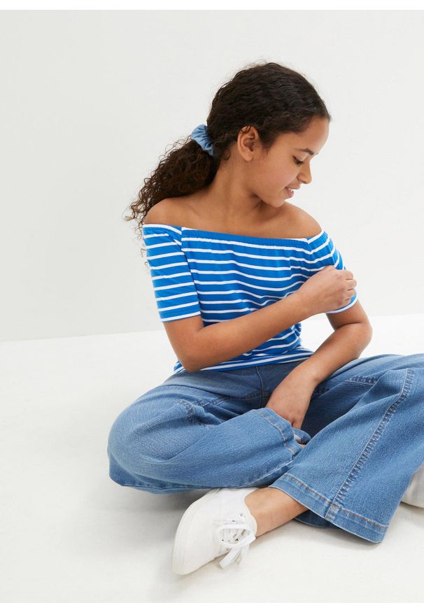 bonprix - Dżinsy wide leg, mid waist. Kolor: niebieski