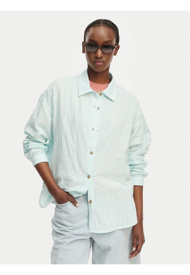 Roxy Koszula Morning Shine Stripe ERJWT03747 Niebieski jasny Loose Fit. Kolor: niebieski. Materiał: bawełna