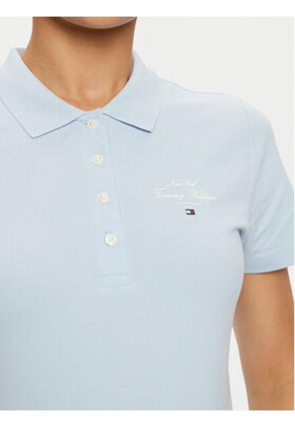TOMMY HILFIGER - Tommy Hilfiger Polo WW0WW43930 Błękitny Slim Fit. Typ kołnierza: polo. Kolor: niebieski. Materiał: bawełna