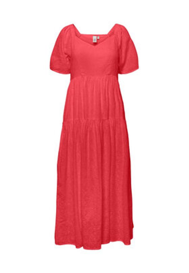 YAS Sukienka codzienna 26029550 Różowy Loose Fit. Okazja: na co dzień. Kolor: czerwony, różowy. Materiał: bawełna. Typ sukienki: proste. Styl: casual
