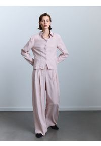 Reserved - Luźne spodnie z modalem - pastelowy róż. Kolor: różowy. Materiał: tkanina #1