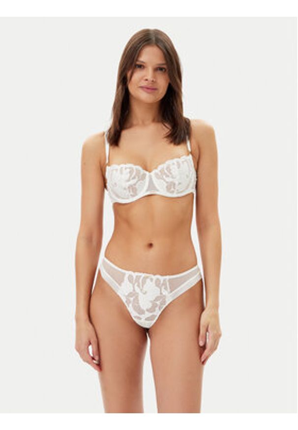 Chantelle Biustonosz balkonetka Fleurs Signature C12Q50 Biały. Kolor: biały. Materiał: syntetyk