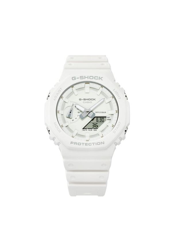 G-Shock Zegarek GA-2100-7A7ER Biały. Kolor: biały. Materiał: syntetyk