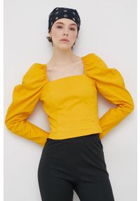Levi's® - Levi's Bluzka damska kolor żółty gładka. Okazja: na spotkanie biznesowe. Kolor: żółty. Materiał: tkanina. Długość rękawa: długi rękaw. Długość: długie. Wzór: gładki. Styl: biznesowy