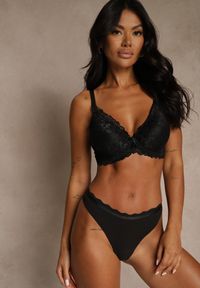 Renee - Czarny Koronkowy Biustonosz w Klasycznym Stylu Coralee. Kolor: czarny. Materiał: koronka. Wzór: aplikacja, gładki #3