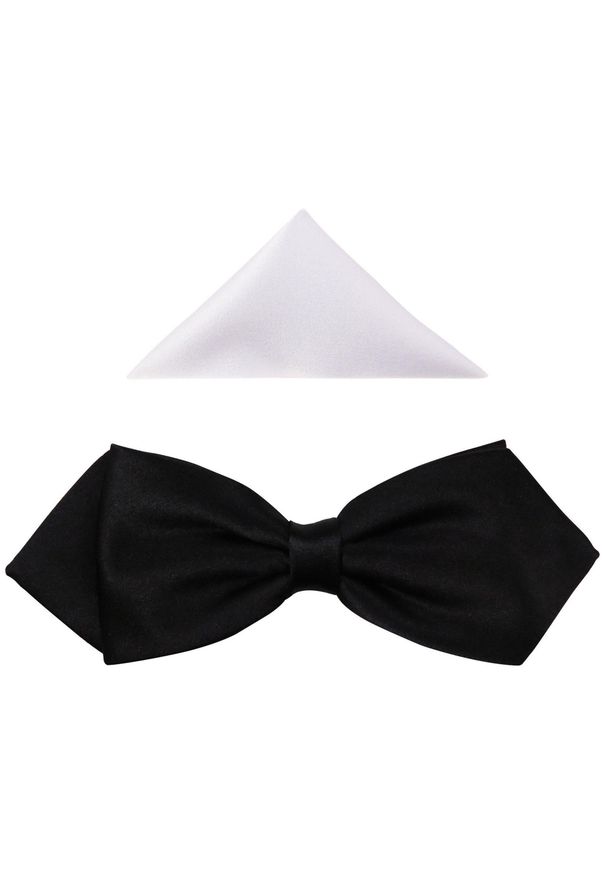 Modini - Czarna mucha męska - szeroki diament D1. Kolor: czarny. Materiał: poliester, tkanina. Styl: elegancki