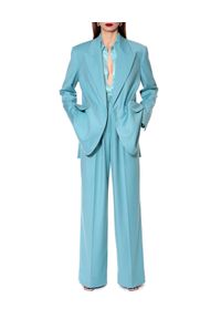 AGGI - Niebieskie spodnie garniturowe Gwen. Okazja: na spotkanie biznesowe, do pracy. Stan: podwyższony. Kolor: niebieski. Materiał: materiał. Wzór: gładki. Styl: biznesowy #6