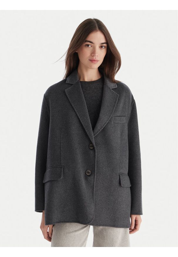ViCOLO Płaszcz wełniany TF0005 Szary Regular Fit. Kolor: szary. Materiał: syntetyk