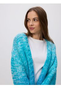Reserved - Wzorzysty kardigan - turkusowy. Kolor: turkusowy. Materiał: dzianina