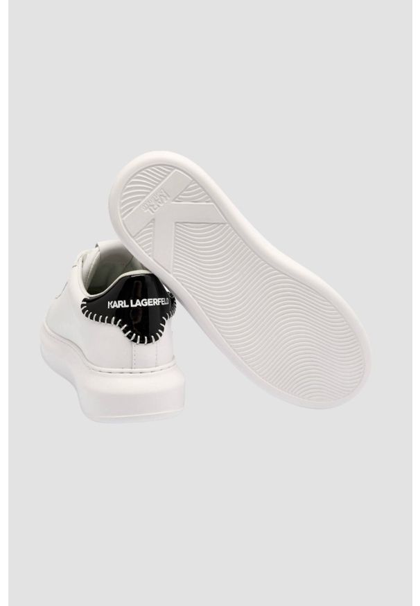 Karl Lagerfeld - KARL LAGERFELD Białe damskie sneakersy skórzane Kapri Karl NFT Lo Lace, Rozmiar 38. Okazja: na co dzień. Kolor: biały. Materiał: skóra