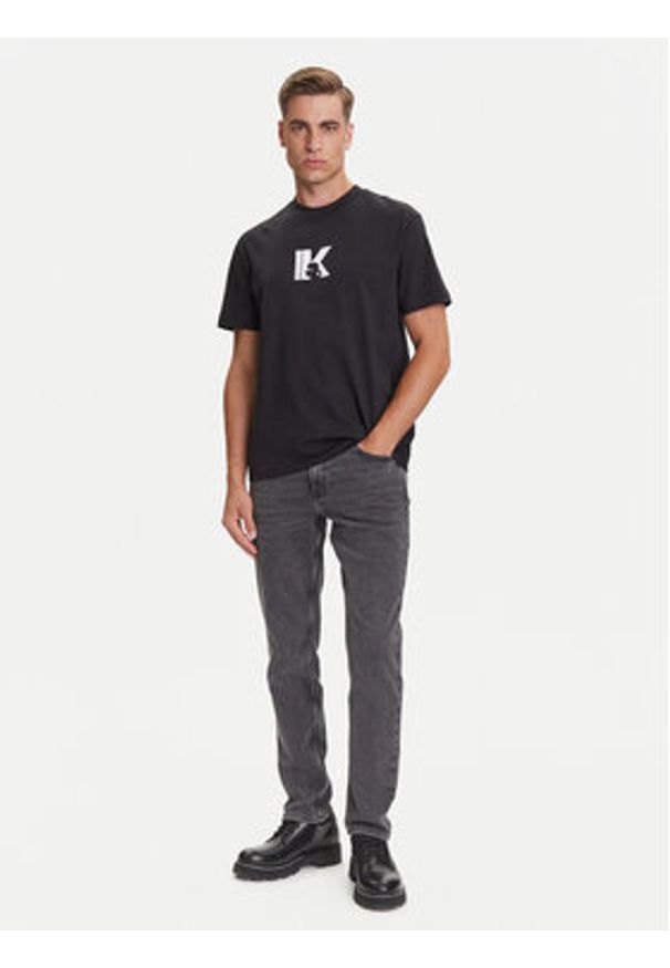 Karl Lagerfeld Jeans T-Shirt A3M17057 Czarny Regular Fit. Kolor: czarny. Materiał: bawełna