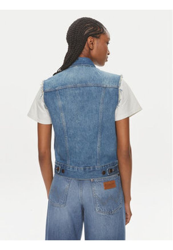 Wrangler Kamizelka 112350356 Niebieski Slim Fit. Kolor: niebieski. Materiał: bawełna