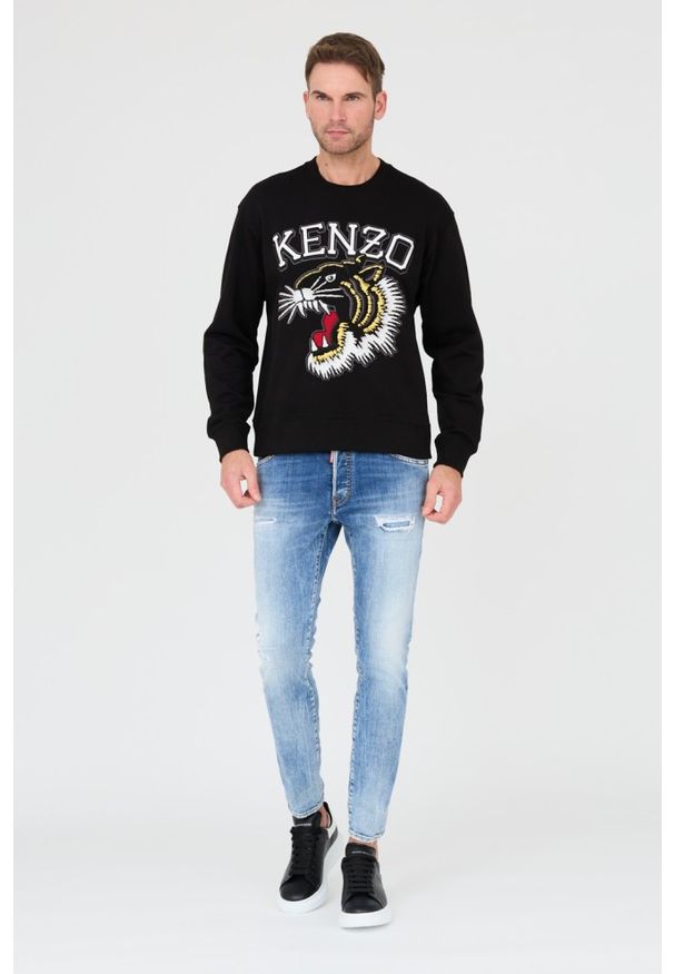 Kenzo - KENZO Czarna męska bluza TIGER VARSITY JUNGLE, Rozmiar S. Typ kołnierza: bez kaptura. Kolor: czarny
