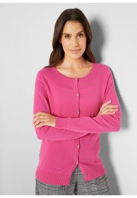 Sweter rozpinany bonprix różowy. Kolor: różowy. Styl: elegancki #2