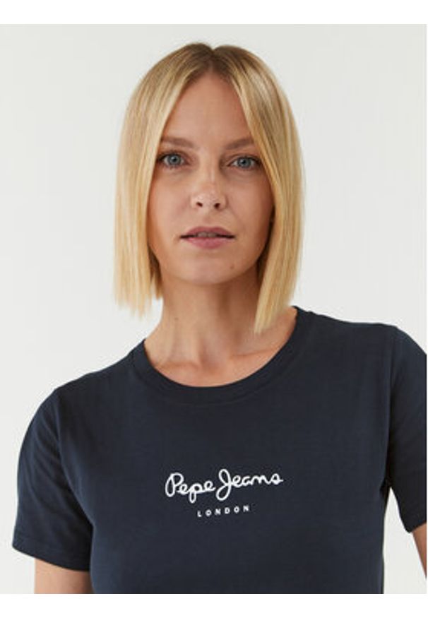 Pepe Jeans T-Shirt Wendys PL505710 Granatowy Regular Fit. Kolor: niebieski. Materiał: bawełna