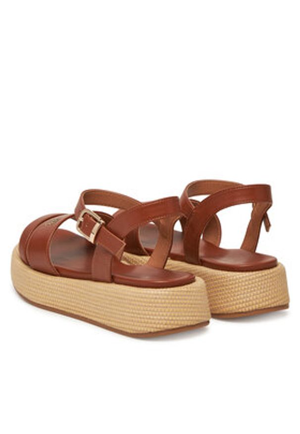 TOMMY HILFIGER - Tommy Hilfiger Espadryle T3A2-33793-0326 S Brązowy. Kolor: brązowy. Materiał: skóra