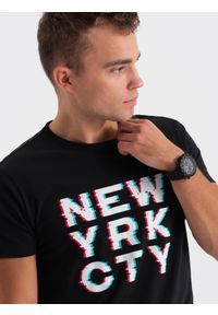 Ombre Clothing - T-shirt męski bawełniany z nadrukiem - czarny V1 OM-TSPT-0162 - XXL. Kolor: czarny. Materiał: bawełna. Długość rękawa: krótki rękaw. Długość: krótkie. Wzór: nadruk #4