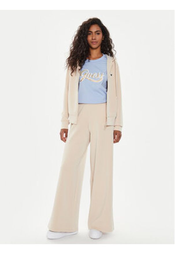 Guess Bluza V4YQ06 KCAY2 Beżowy Regular Fit. Kolor: beżowy. Materiał: syntetyk