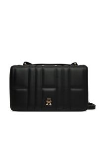 TOMMY HILFIGER - Tommy Hilfiger Torebka Th Feminine Conv Crossover AW0AW17454 Czarny. Kolor: czarny. Materiał: skórzane