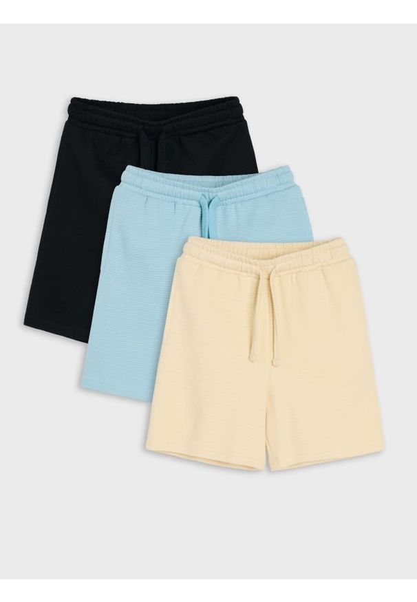 Sinsay - Bawełniane szorty 3 pack - beżowy. Kolor: beżowy. Materiał: bawełna