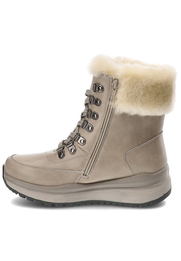 Beżowe Botki G-Comfort Ocieplane Buty Damskie. Okazja: na co dzień. Zapięcie: zamek. Kolor: beżowy. Materiał: futro, syntetyk, materiał. Sezon: zima. Obcas: na obcasie. Styl: casual, elegancki. Wysokość obcasa: niski