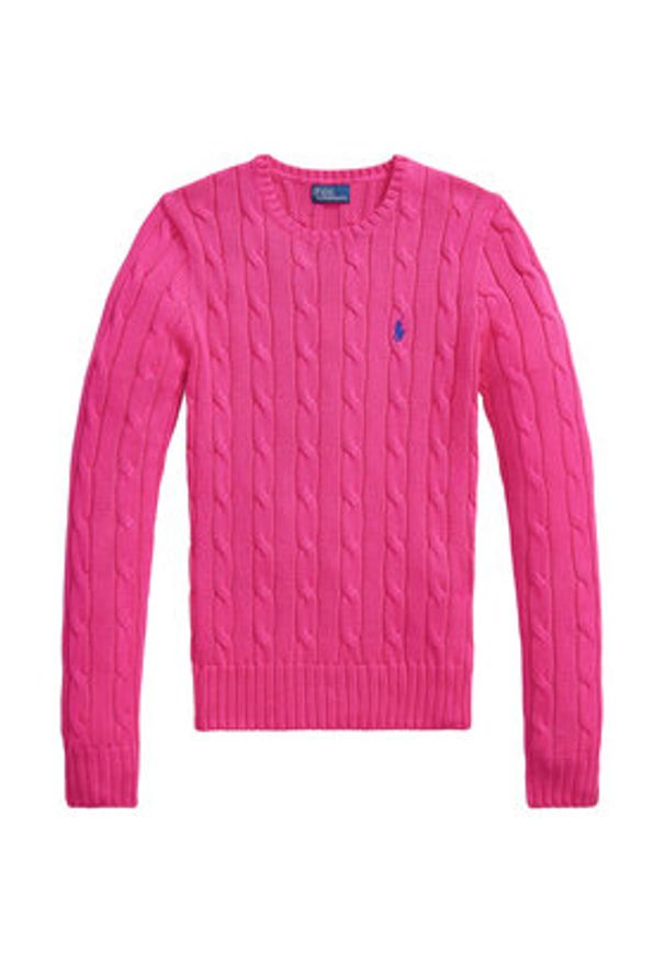 Polo Ralph Lauren Sweter 211971869508 Różowy Slim Fit. Typ kołnierza: polo. Kolor: różowy. Materiał: bawełna