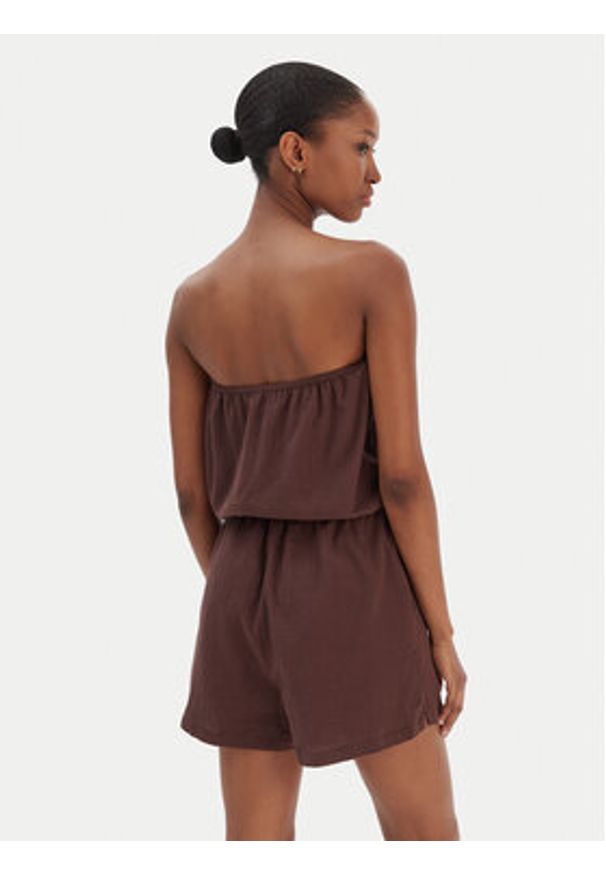 Seafolly Kombinezon Crinkle 55537-PS Brązowy Regular Fit. Kolor: brązowy. Materiał: bawełna