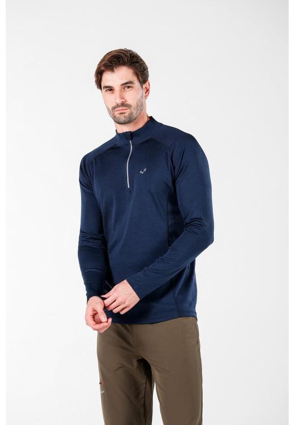 WOOLONA - Bluza turystyczna męska Woolona Astro 100% Merino. Kolor: niebieski