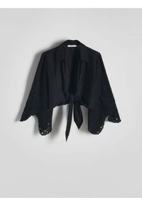 Reserved - Krótka koszula z wiązaniem - czarny. Kolor: czarny. Materiał: tkanina, bawełna. Długość: krótkie