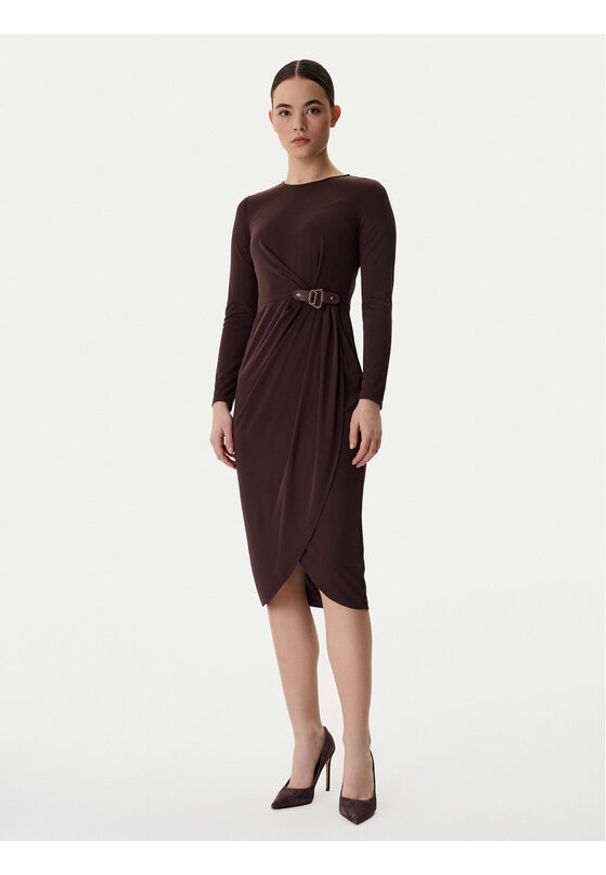 Lauren Ralph Lauren - LAUREN RALPH LAUREN Sukienka codzienna 250951397001 Brązowy Slim Fit. Okazja: na co dzień. Kolor: brązowy. Materiał: syntetyk. Typ sukienki: proste. Styl: casual